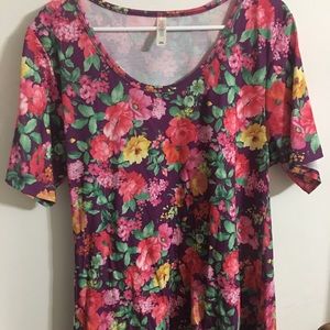 Lularoe 2XL Purple Floral Perfect Tee